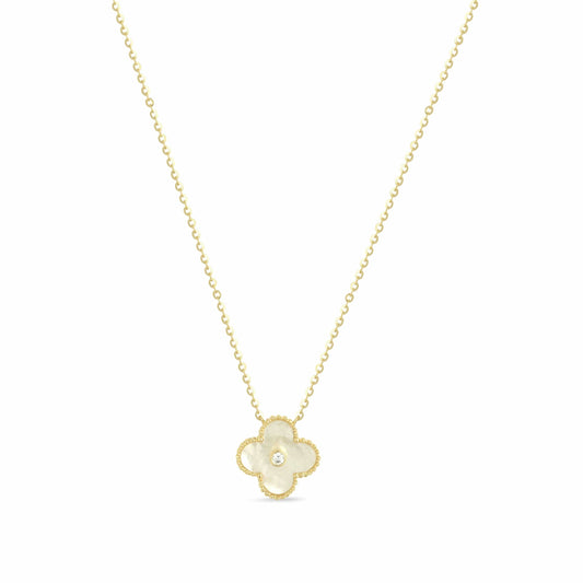 Gold Mother of Pearl Clover Necklace - Love & Lilly Jewellery