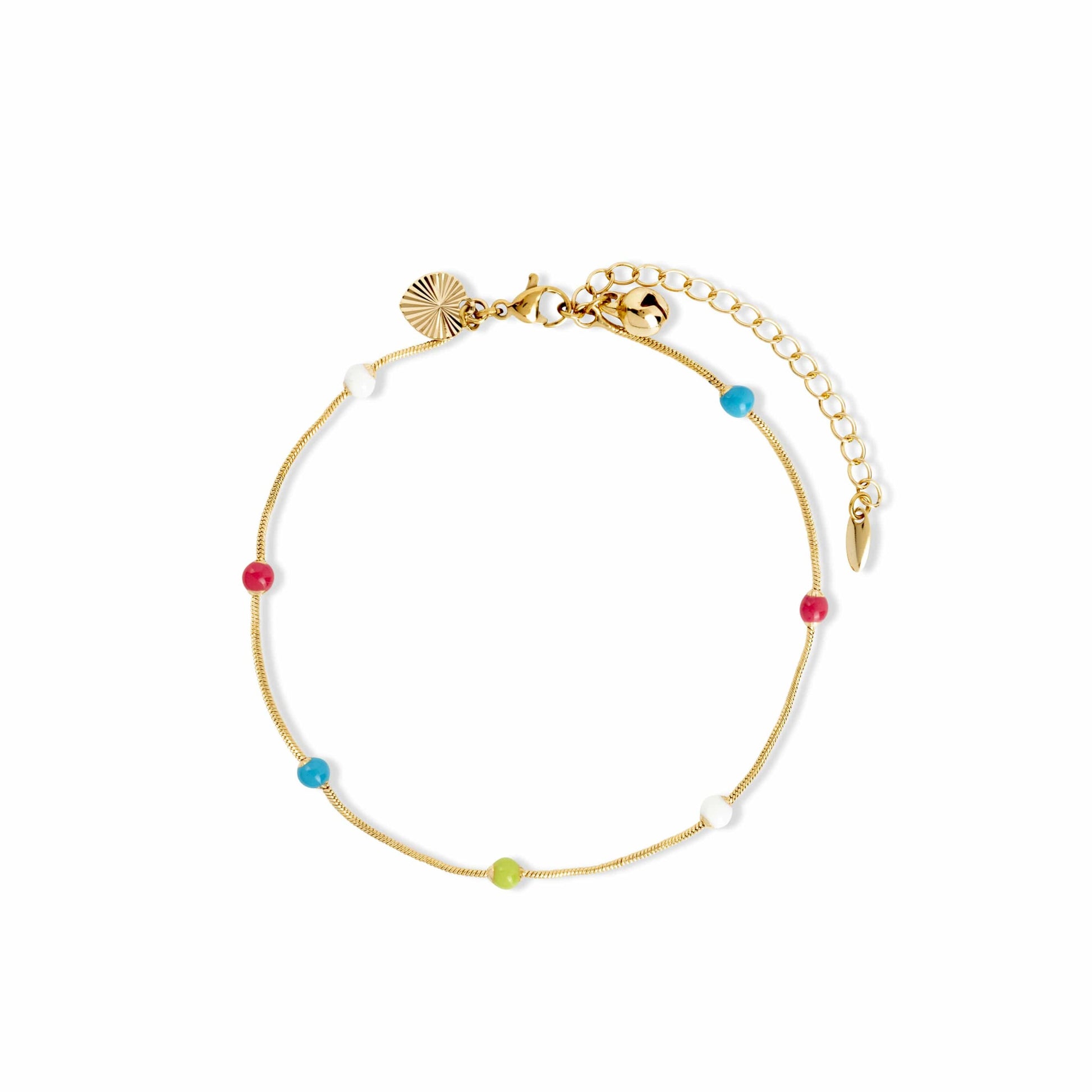 Gold Anklet with Multi Coloured Resin Beads - Love & Lilly Jewellery