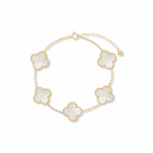 Gold Mother of Pearl Clover Bracelet - Love & Lilly Jewellery