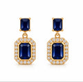 18ct Sapphire Emerald Cut Drop Earrings