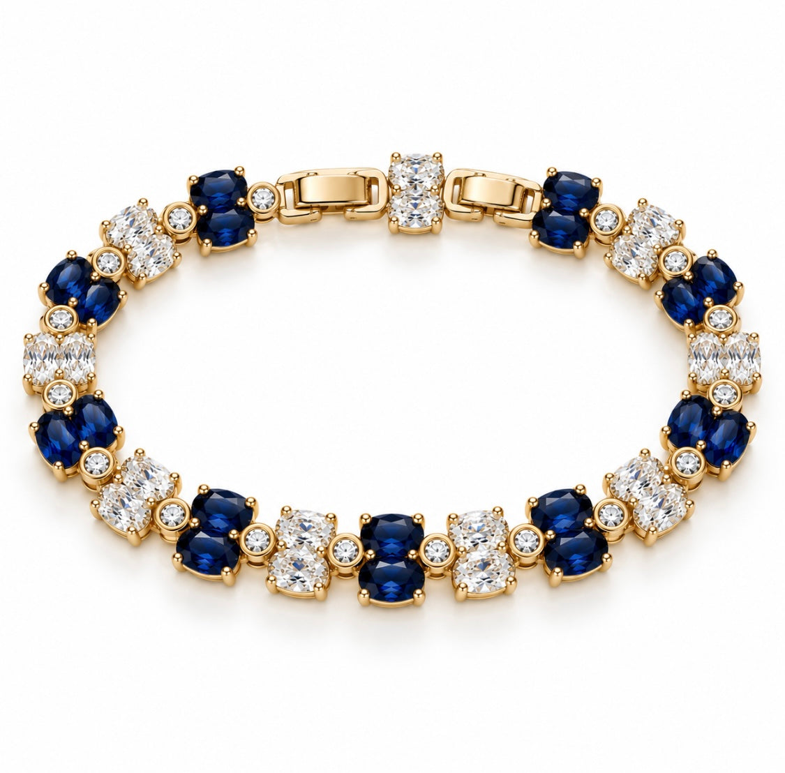 18ct Sapphire and Clear Crystal Bracelet