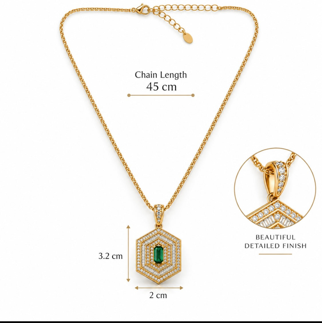 18ct Emerald Green Pendant Necklace