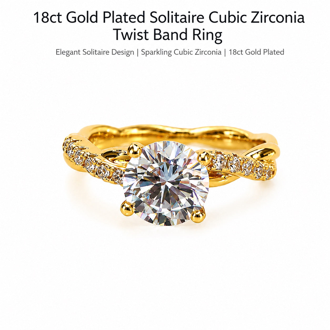 18ct Gold Solitaire Ring with Crystal Encrusted Band