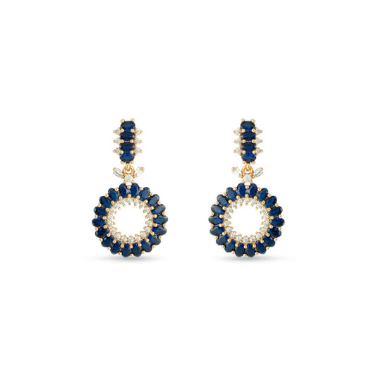 Gold Tones Plus Rich Sapphire and Clear Coloured Crystal Earrings - Love & Lilly Jewellery