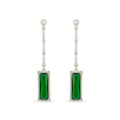 Luxurious Platinum Tones Surround These Emerald Crystal Drop Earrings - Love & Lilly Jewellery