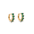 Shiny Emerald Green Cubic Zirconia and Polished Gold Toned Mini Hoops - Love & Lilly Jewellery