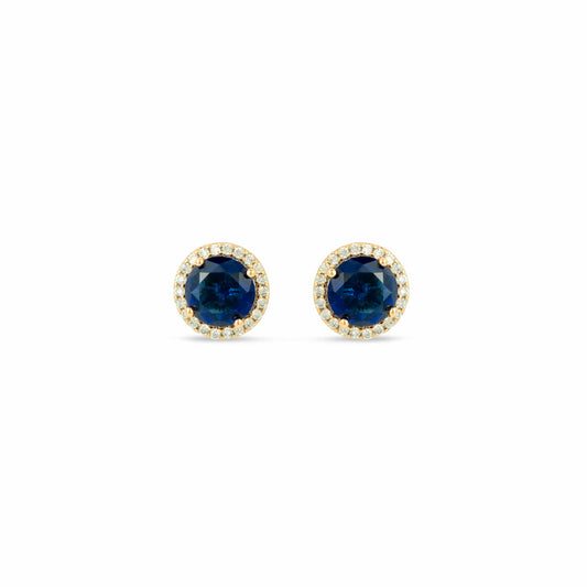 Gold and Sapphire Crystal Stud Earrings - Love & Lilly Jewellery