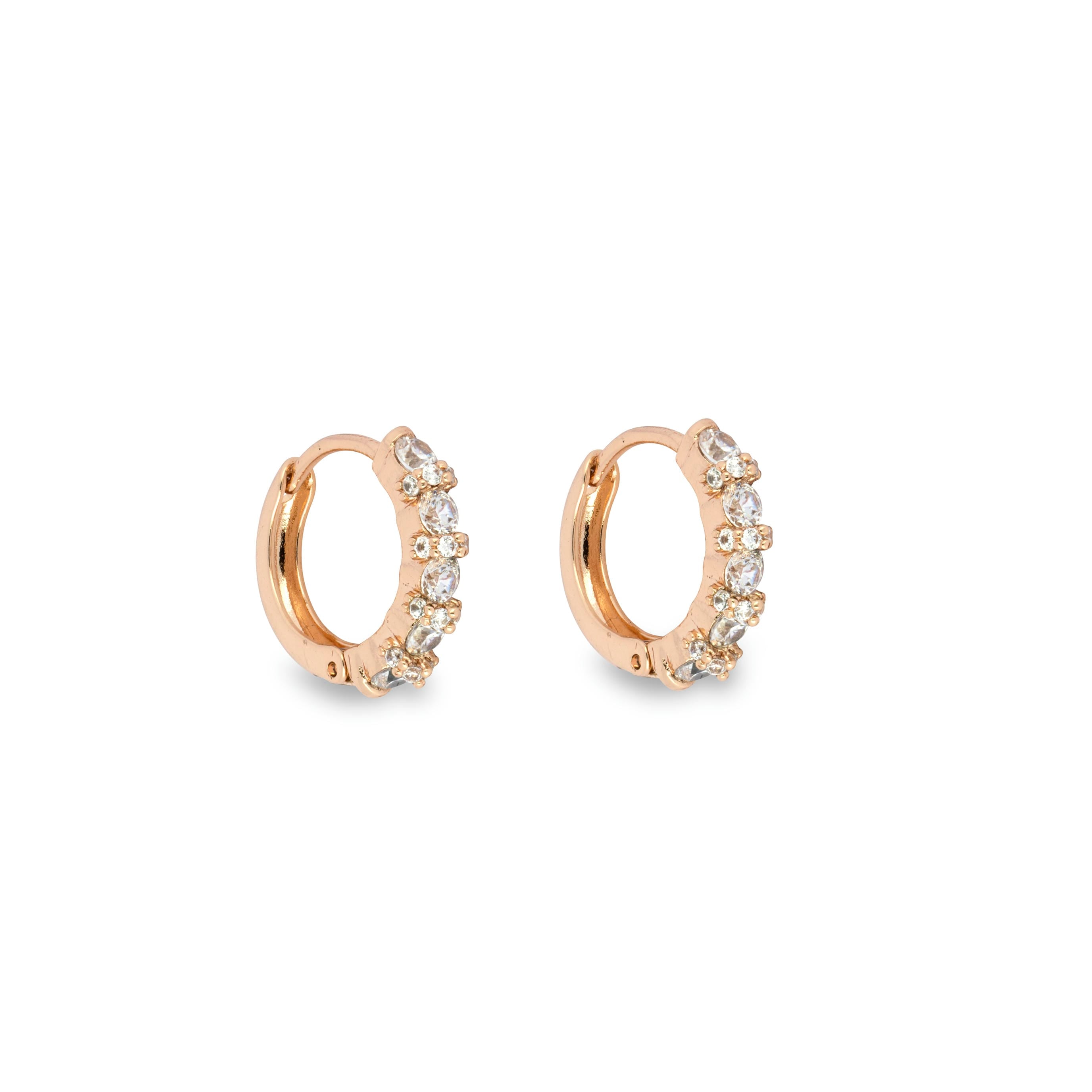 Brilliant Cut Cubic Zirconia and 18ct Gold Tone Hoops - Love & Lilly Jewellery
