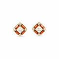 Gold Stud Earrings with Red and Clear Cubic Zirconia Crystals - Love & Lilly Jewellery