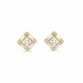 Gold Stud Earrings with Clear Cubic Zirconia Crystals - Love & Lilly Jewellery