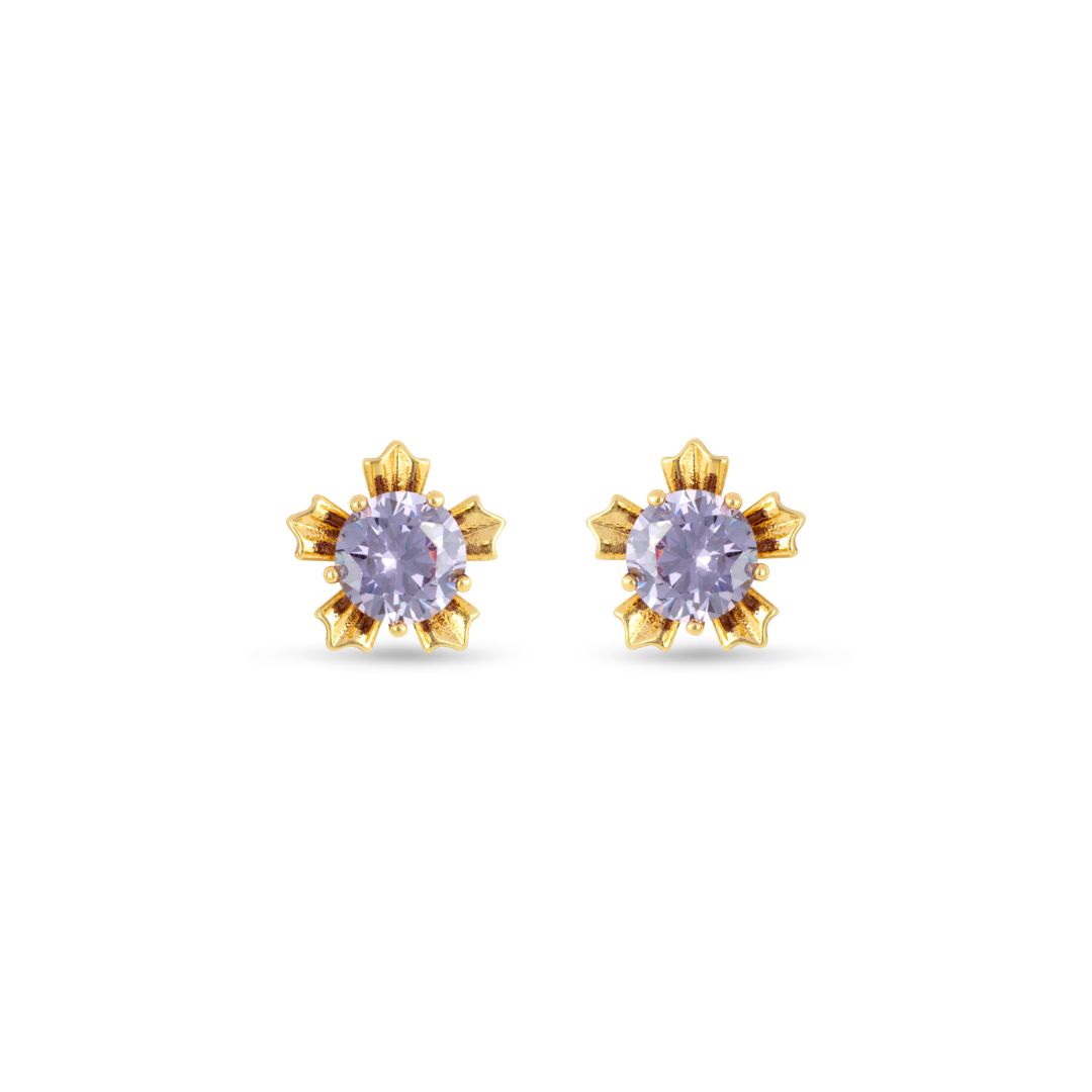 Shimmering Studs with Lilac Crystal Stones with Gold Tones - Love & Lilly Jewellery