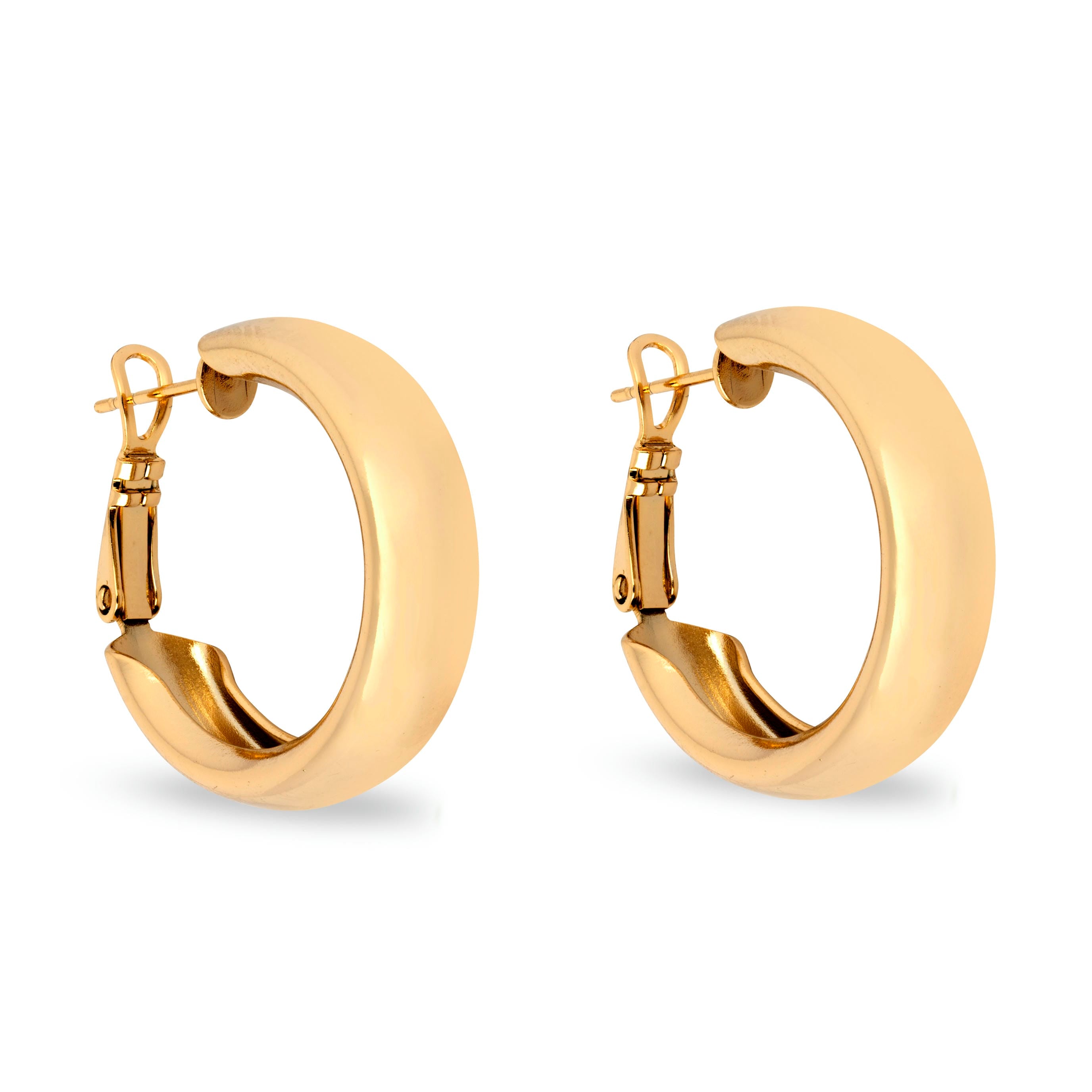 Polished 18ct Gold Tones on Chunky Hoops - Love & Lilly Jewellery