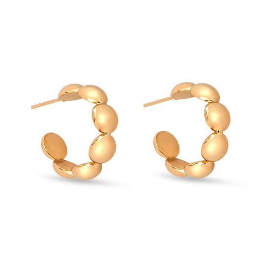 Richly Textured Gold Tone Hoop Earrings - Love & Lilly Jewellery