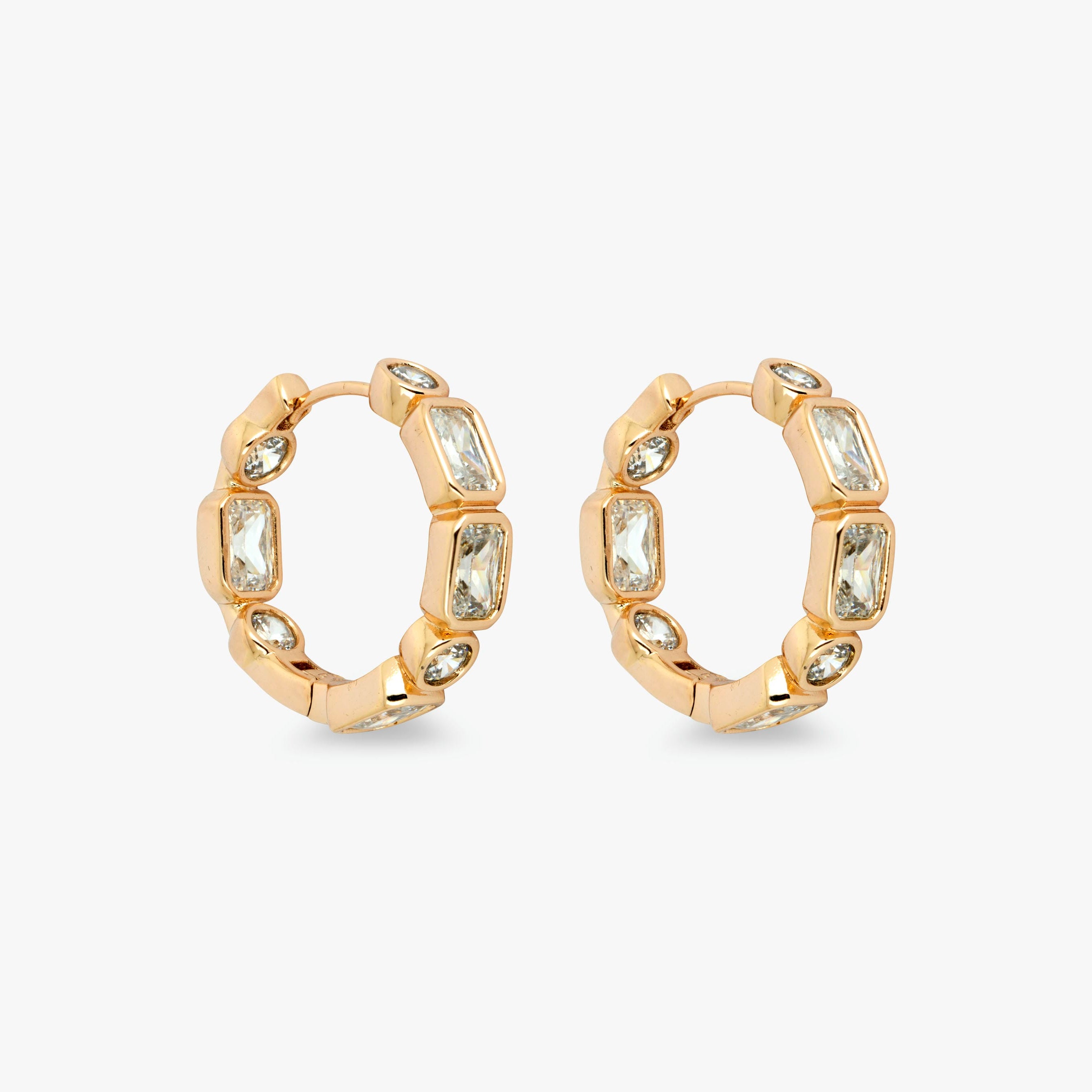 Love and Lilly Jewellery Double Sided Clear Crystal and 18ct Gold Hoop Earrings