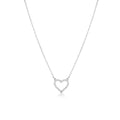 Glossy Platinum Tones and Sparkling Cubic Zirconia Crystal Heart Necklace - Love & Lilly Jewellery