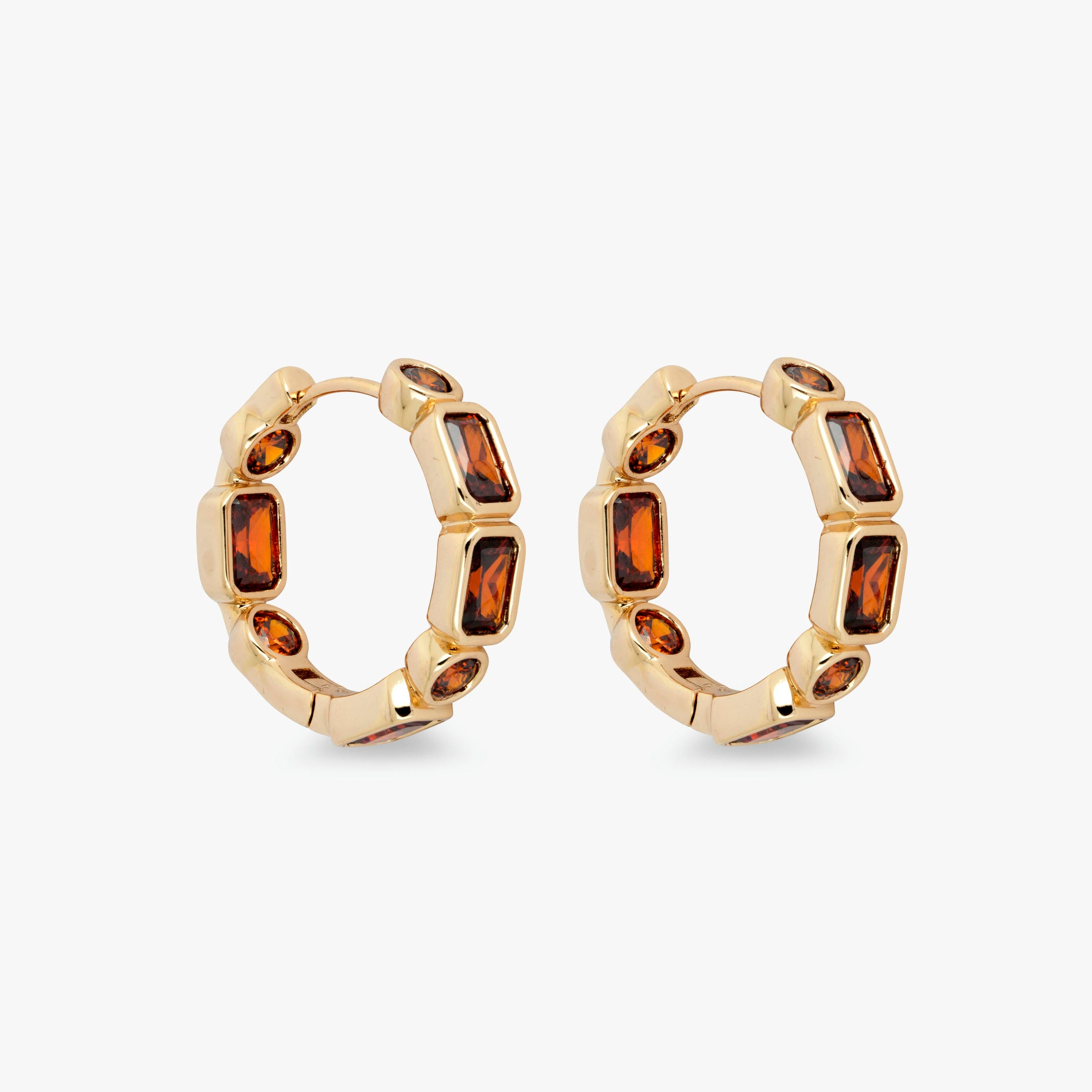 Love and Lilly Jewellery Double Sided Red Toned Crystal and 18ct Gold Hoop Earrings