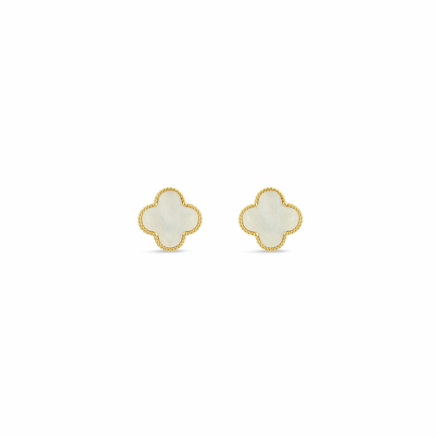 Gold Mother of Pearl Mini Clover Stud Earrings - Love & Lilly Jewellery