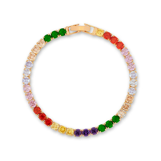 Multicoloured Gold Toned and Crystal Bracelet - Love & Lilly Jewellery