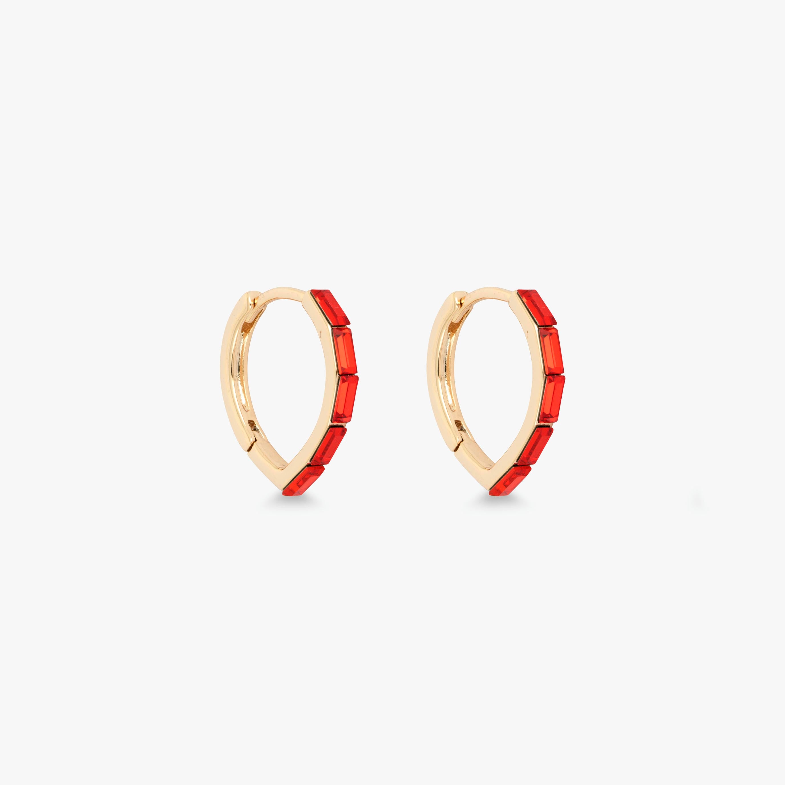 Love and Lilly Jewellery Shimmering rouge crystals and polished 18ct gold pear shaped hoop earrings.
