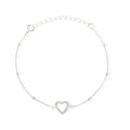 925 Silver Bracelet with a Cubic Zirconia Encrusted Heart - Love & Lilly Jewellery
