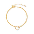 18ct Shiny Gold Tone Pretty Heart Bracelet - Love & Lilly Jewellery