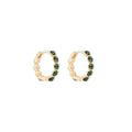 Love and Lilly Jewellery 18ct Polished Gold Hoops with Dark Sea Green Crystals