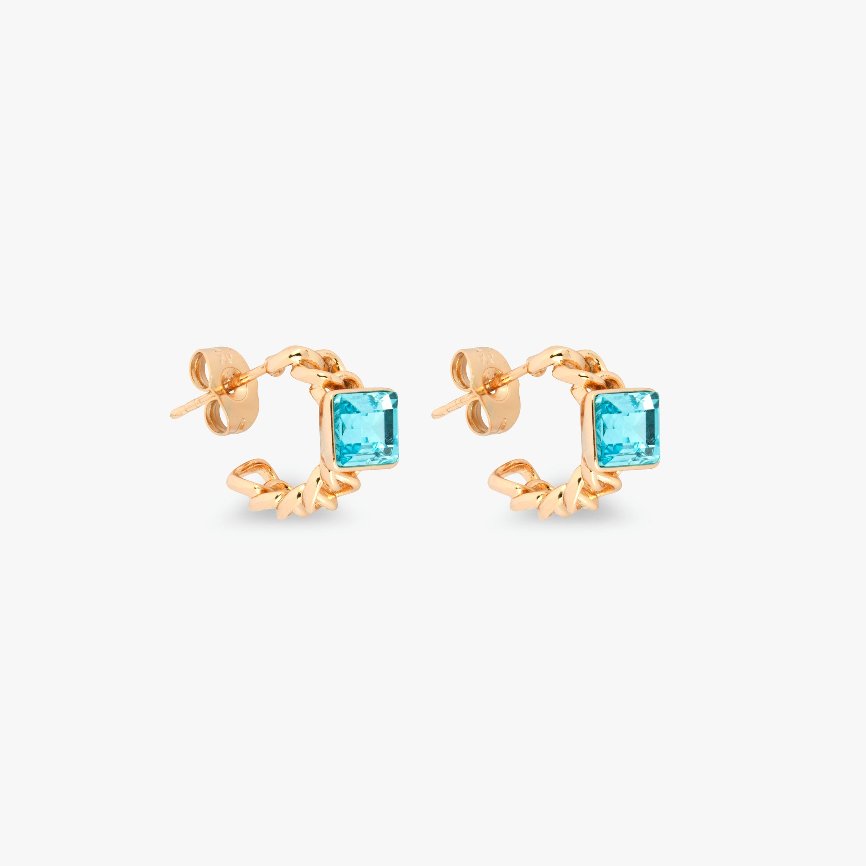 Love and Lilly Jewellery Polished Gold finish and a bright aqua crystal centre stone