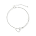 Shiny Platinum Tone Pretty Heart Bracelet - Love & Lilly Jewellery