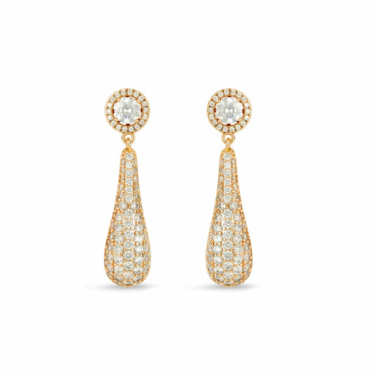 Gold Pave Crystal Drop Earrings - Love & Lilly Jewellery