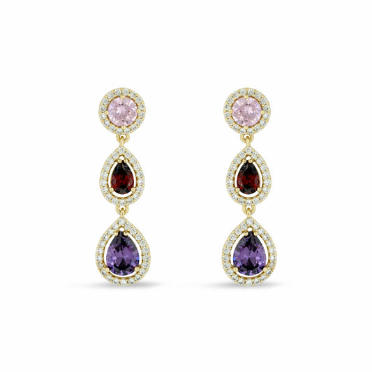 Gold and Multi Coloured Crystal Drop Earrings - Love & Lilly Jewellery