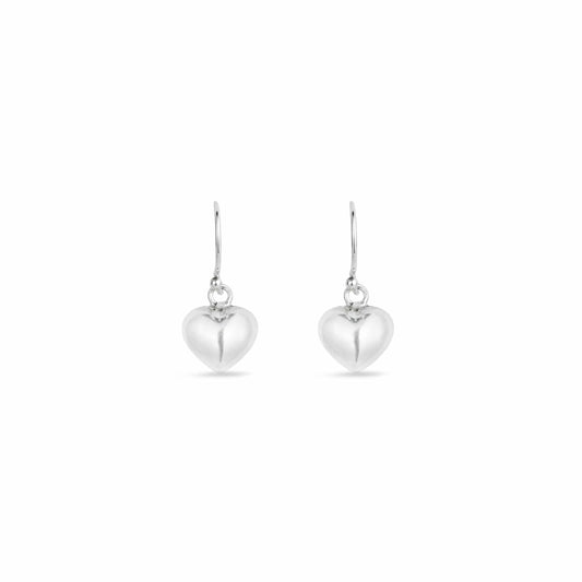 Silver Puff Heart Earrings - Love & Lilly Jewellery