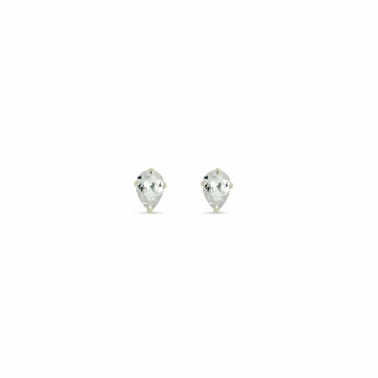 Sterling Silver Tear Drop Stud Earrings with Clear Cubic Zirconia Crystals - Love & Lilly Jewellery