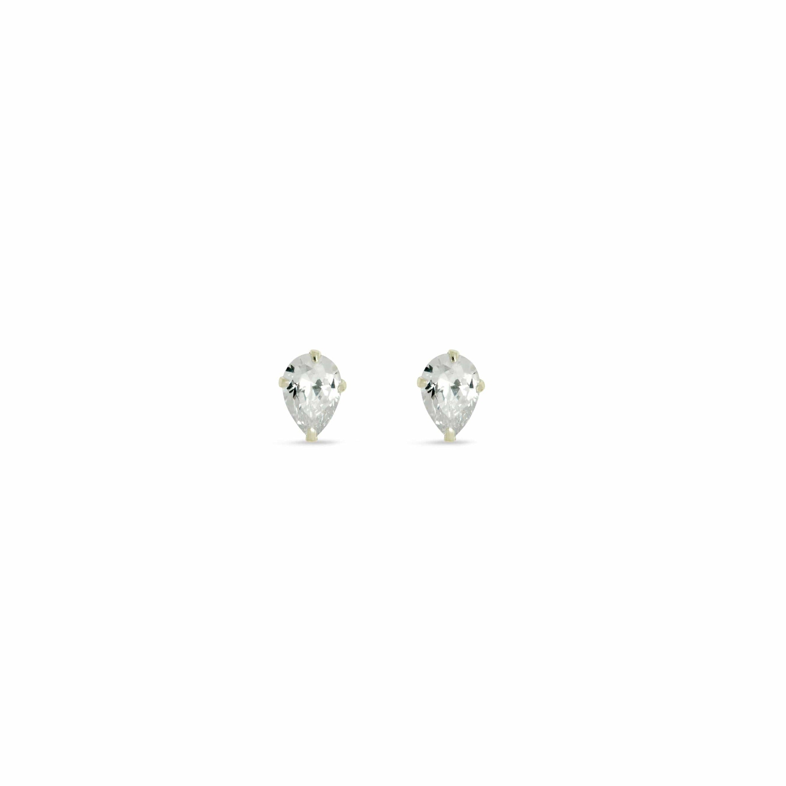 Sterling Silver Tear Drop Stud Earrings with Clear Cubic Zirconia Crystals - Love & Lilly Jewellery