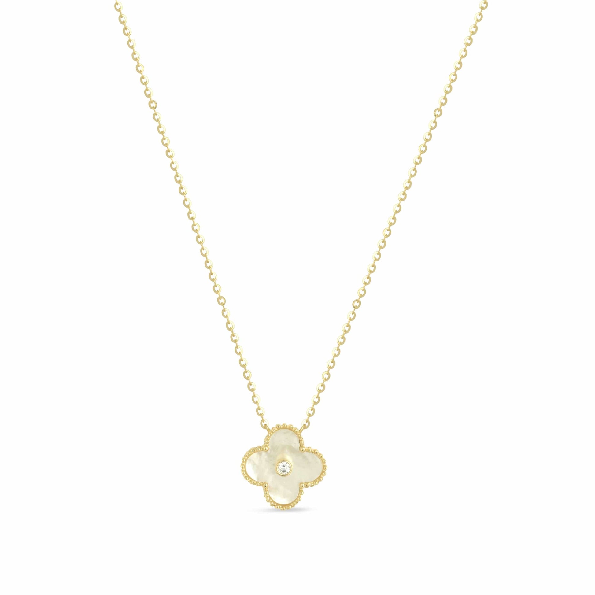 Gold Mother of Pearl Clover Necklace - Love & Lilly Jewellery