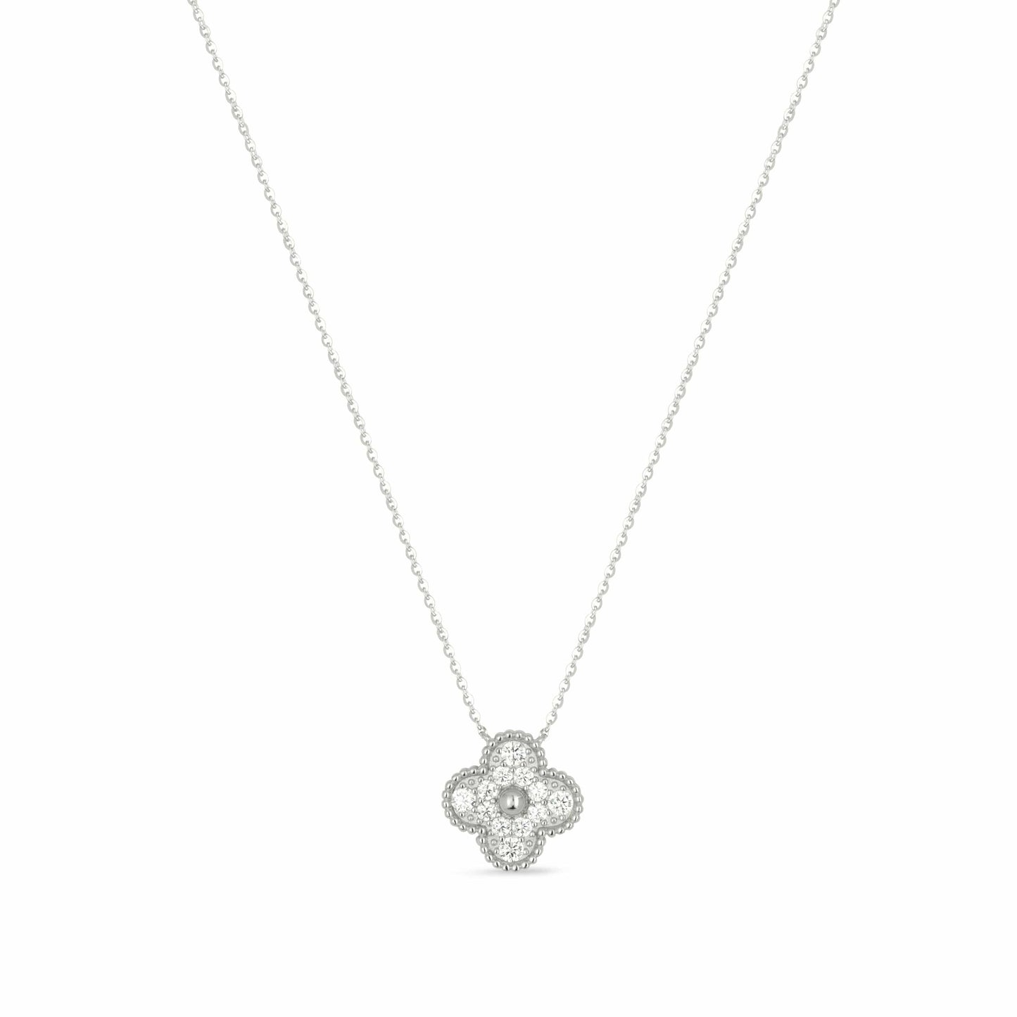 Platinum Pave Crystal Clover Necklace - Love & Lilly Jewellery