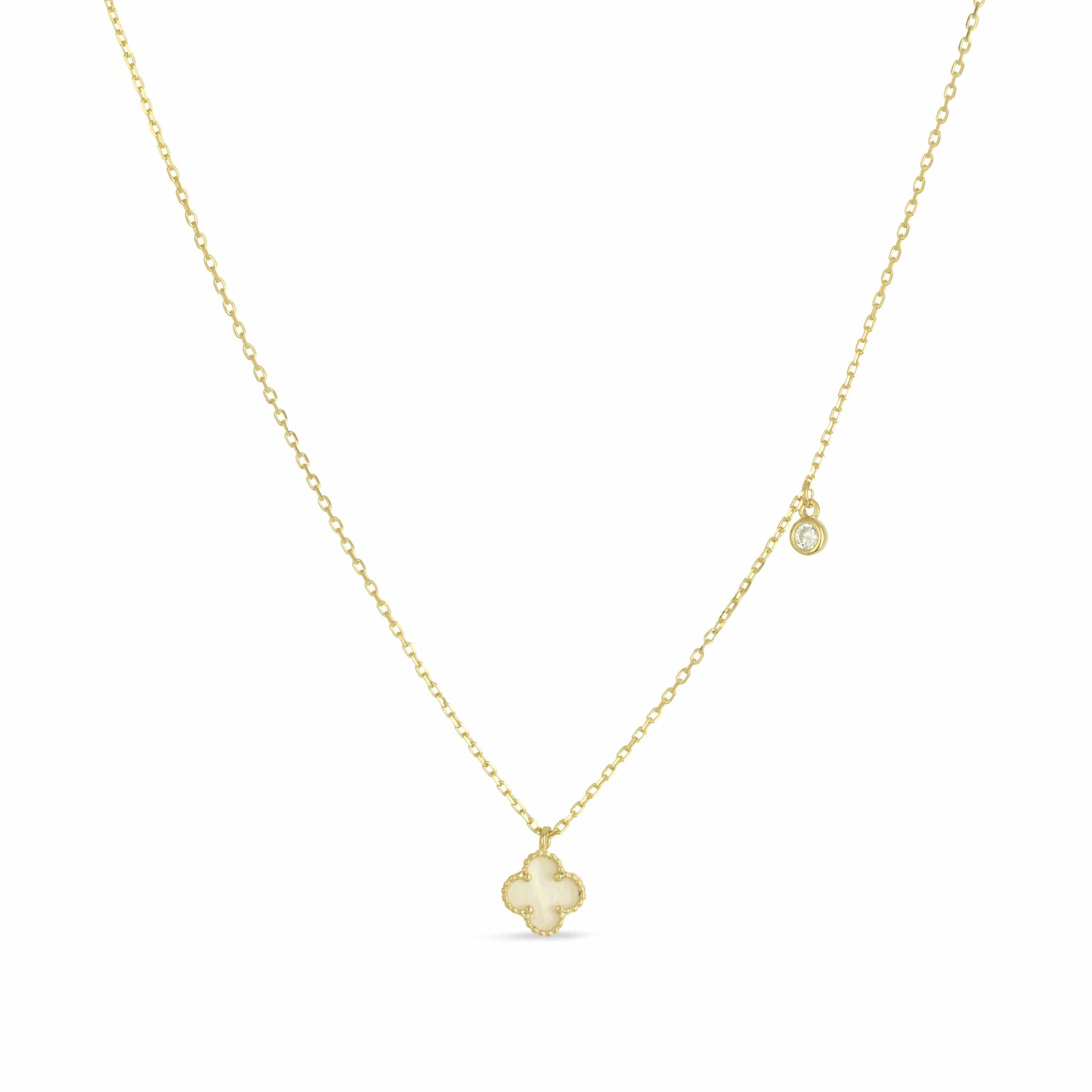 Gold Mother of Pearl Mini Clover Necklace - Love & Lilly Jewellery