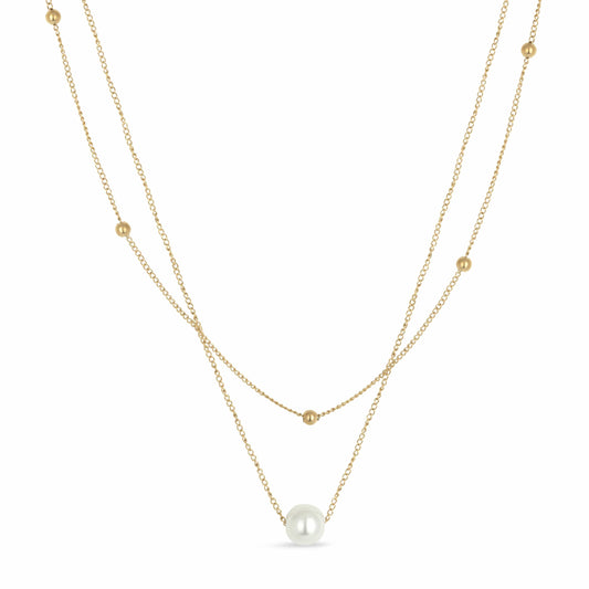 Gold and Pearl Layered Necklace - Love & Lilly Jewellery