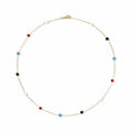 Gold Multi Coloured Beaded Necklace Black Beads - Love & Lilly Jewellery