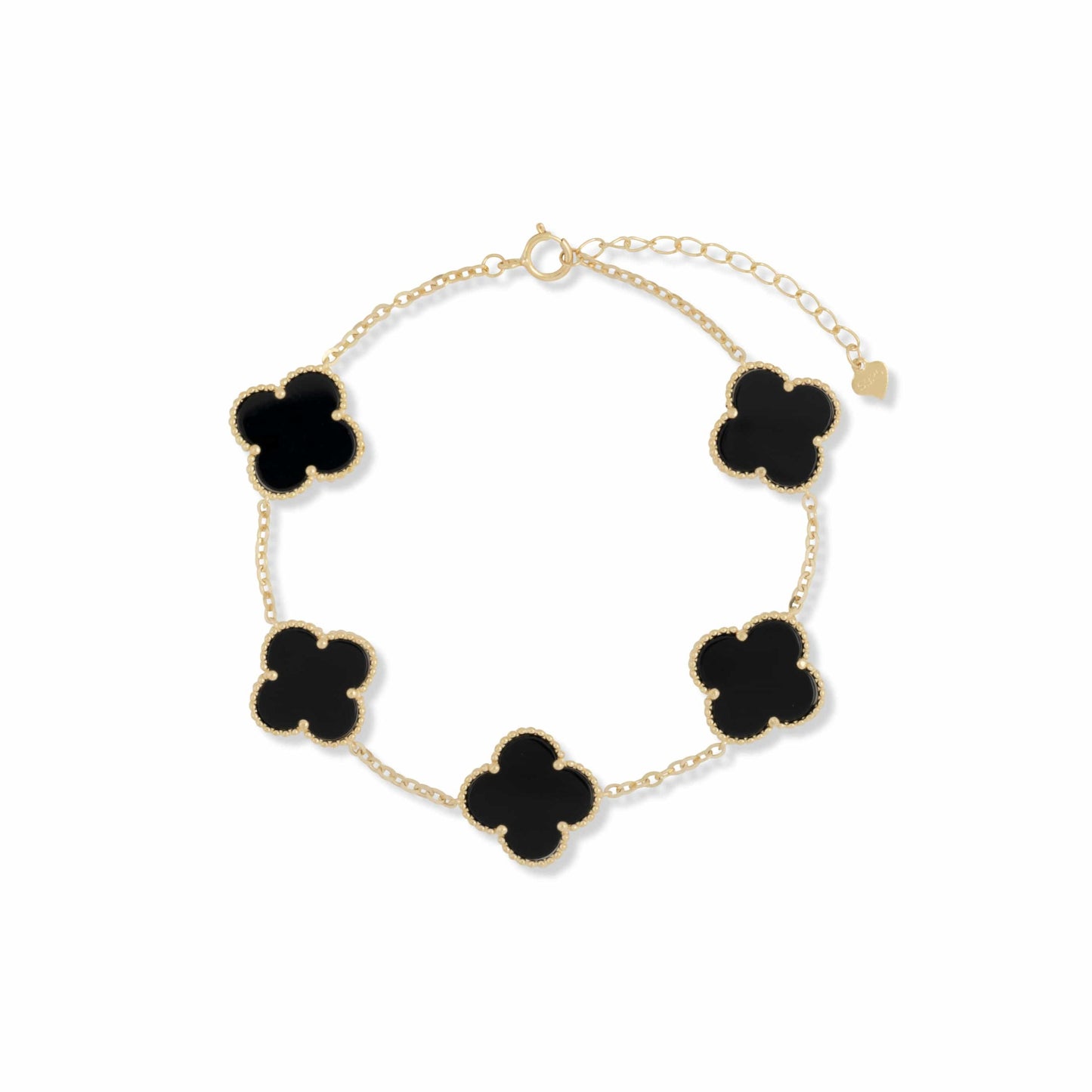 Gold Onyx Clover Bracelet - Love & Lilly Jewellery
