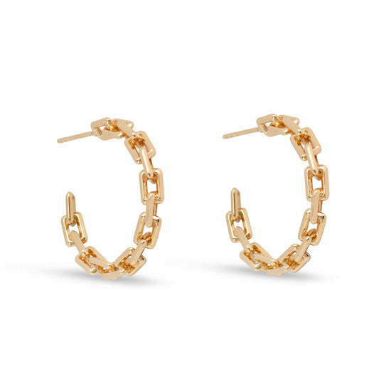 Gold Chain Link Hoop Earrings - Love & Lilly Jewellery