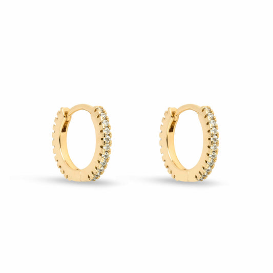 Gold Crystal Encrusted Mini Hoop Earrings - Love & Lilly Jewellery