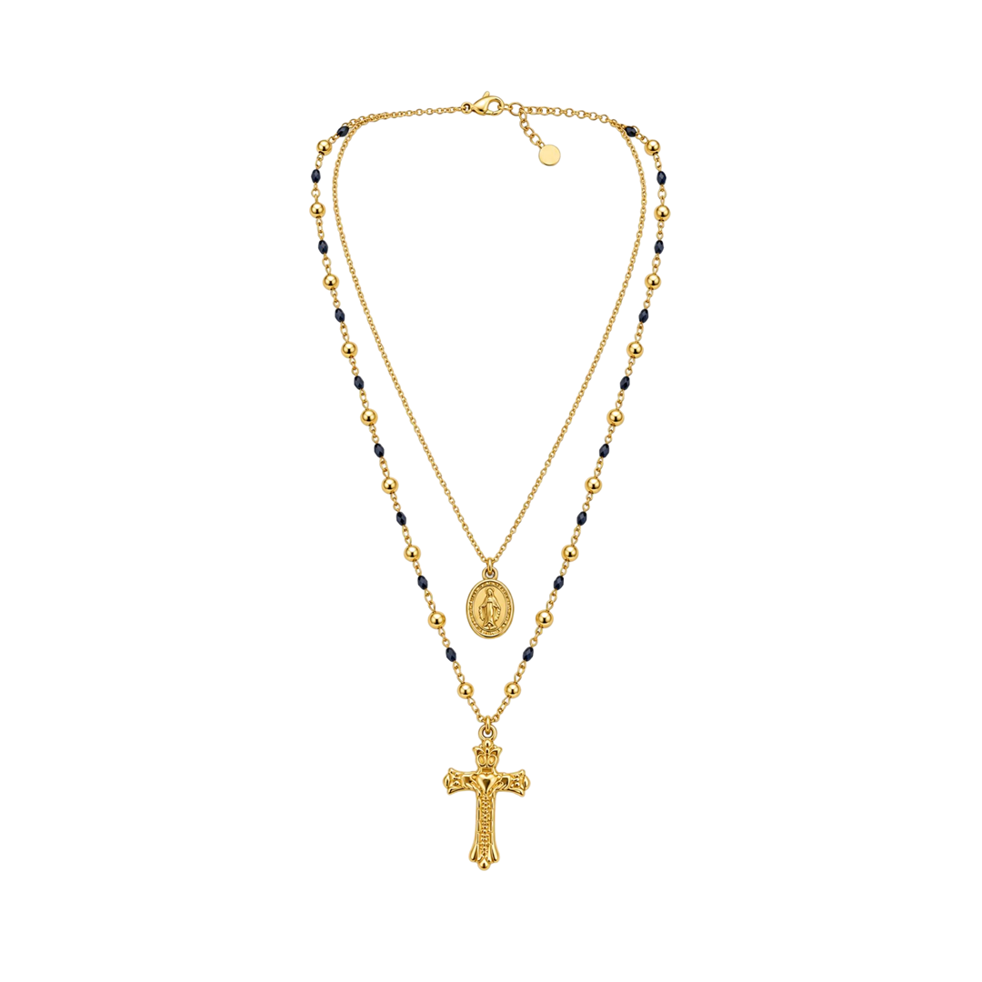 Double Rosary Styled Necklace