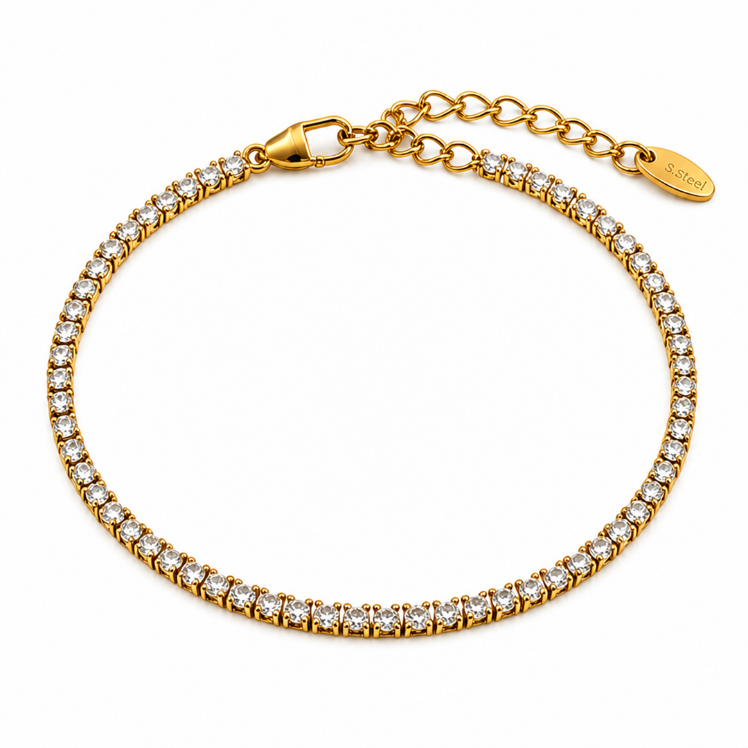 Sparkling Crystal Tennis Bracelet 14ct Gold-Plated CZ