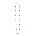 Necklace with multicolored beads on a white background