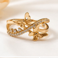 18ct Gold on Copper Cubic Zirconia Butterfly Ring