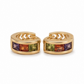 18ct Gold Emerald Cut Crystal Hoop Earrings