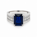 Platinum Art Deco Sapphire & Crystal Pavé Ring