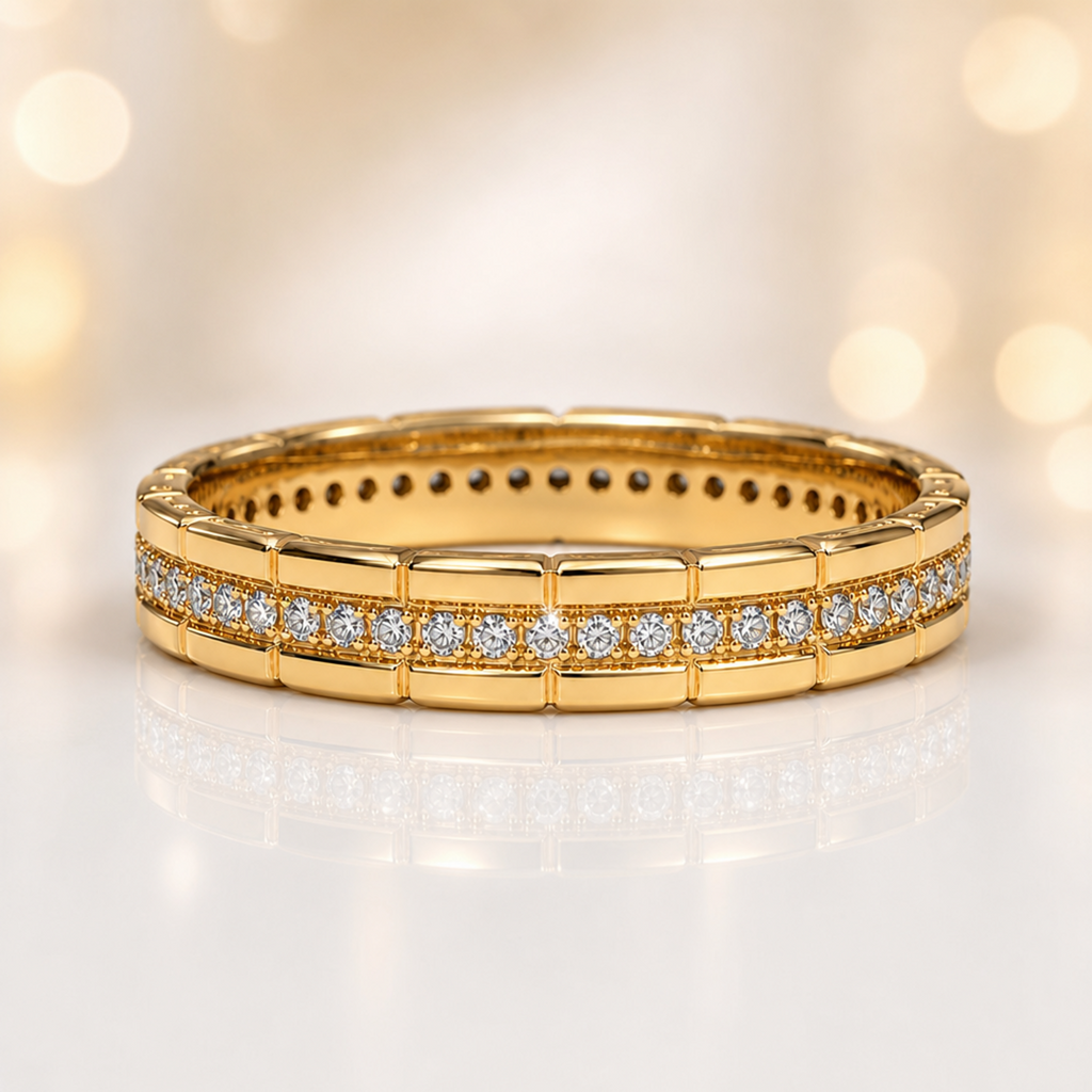 18ct Gold Crystal Eternity Ring | Channel-Set CZ