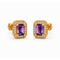 18ct Gold Purple Cubic Zirconia Stud Earrings