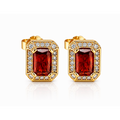 18ct Gold Red Cubic Zirconia Stud Earrings